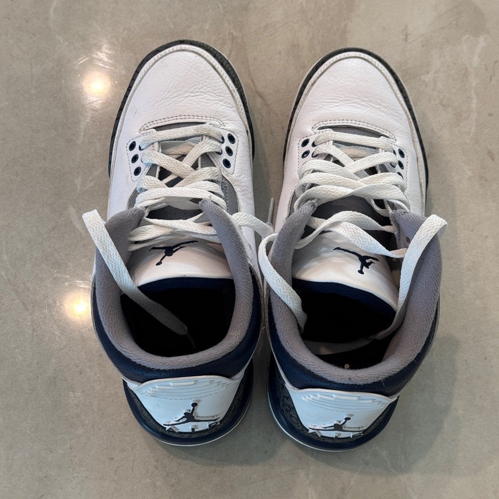 Nike Air Jordan 3 Retro Sneakers White/Midnight Navy 7Y - Picture 9 of 11